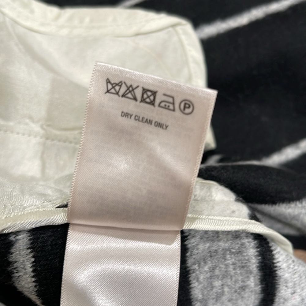 Anthropologie Elevenses Wool Blend High Low Stripe Jacket SZ S Black Grey - Picture 7 of 7